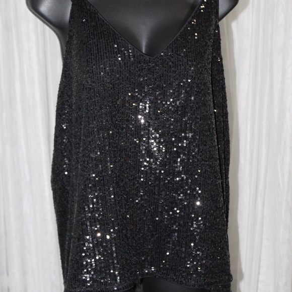 Express Black Sequin Tank Top (XL) Sleeveless Camisole and Shorts . (M) - Picture 7 of 9